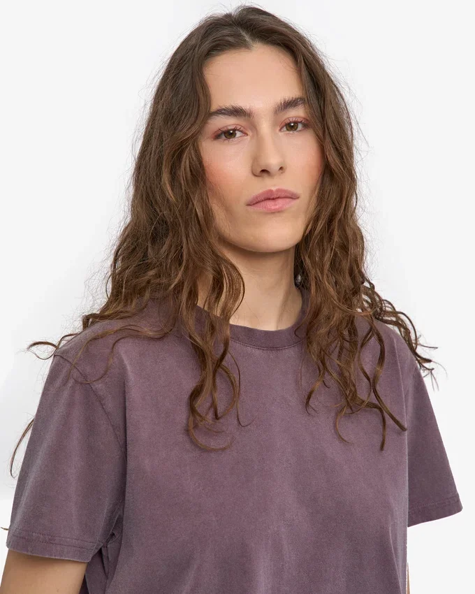 Camiseta corta holgada orgánica - Uva descolorida