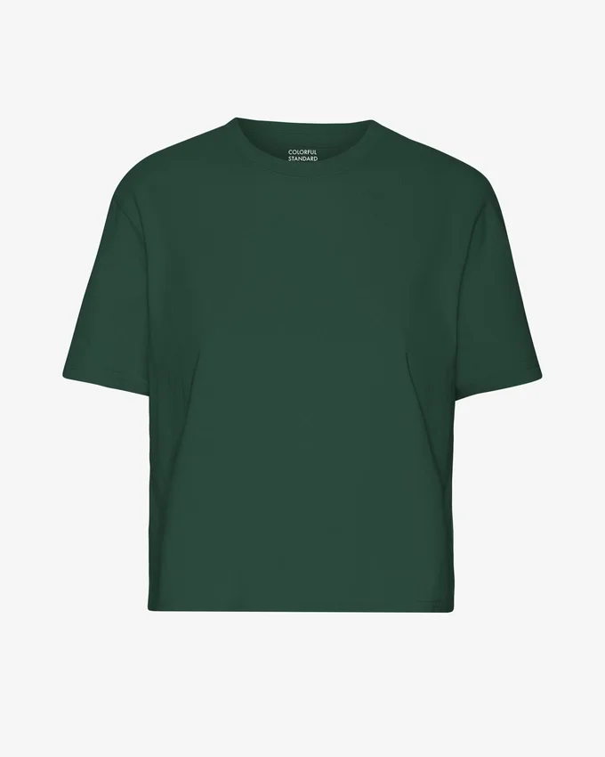 Camiseta corta holgada orgánica - Verde esmeralda
