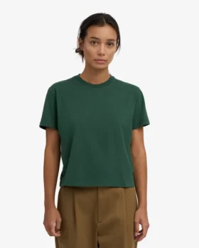 Camiseta corta holgada orgánica – Verde esmeralda
