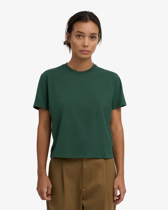 Camiseta corta holgada orgánica - Verde esmeralda