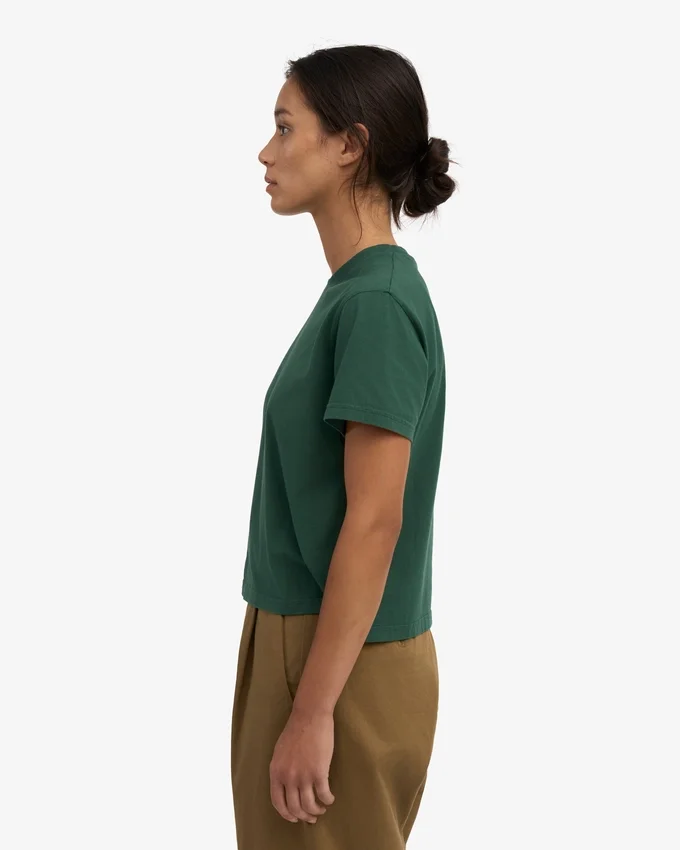 Camiseta corta holgada orgánica - Verde esmeralda
