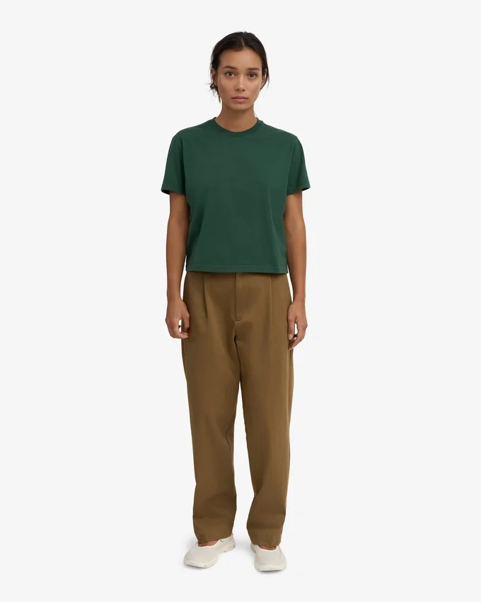 Camiseta corta holgada orgánica - Verde esmeralda