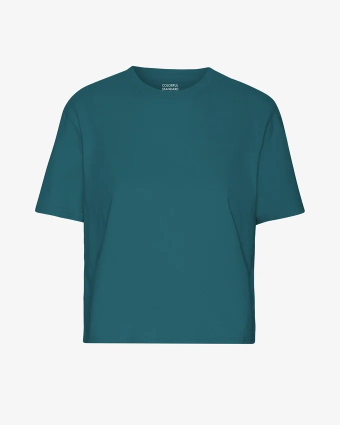 Camiseta corta holgada orgánica - Verde océano