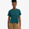 Camiseta corta holgada orgánica - Verde océano