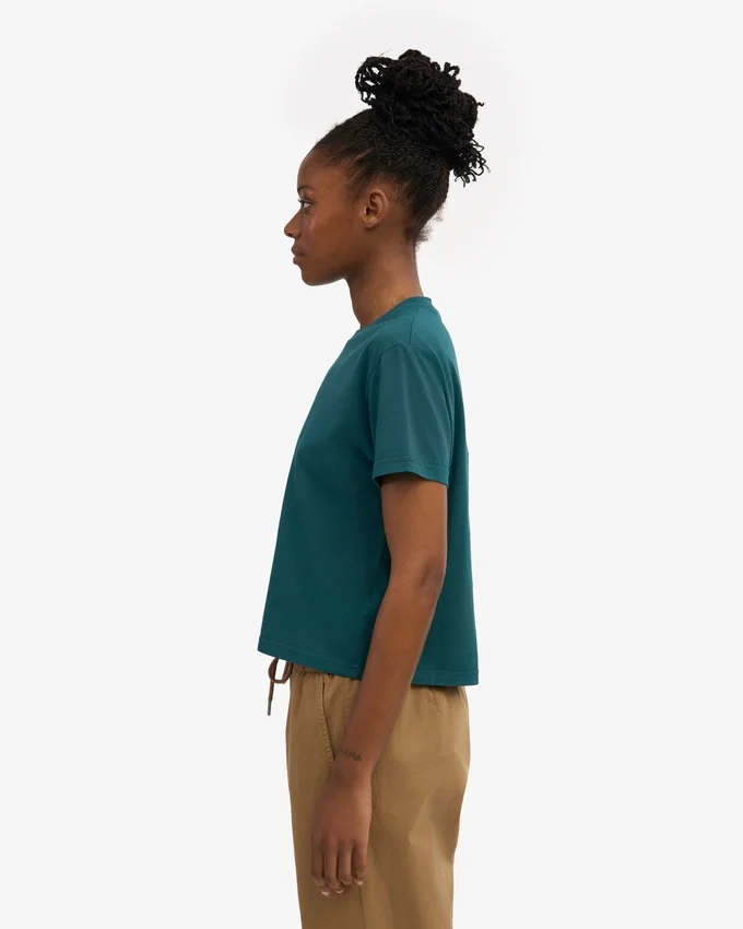 Camiseta corta holgada orgánica - Verde océano