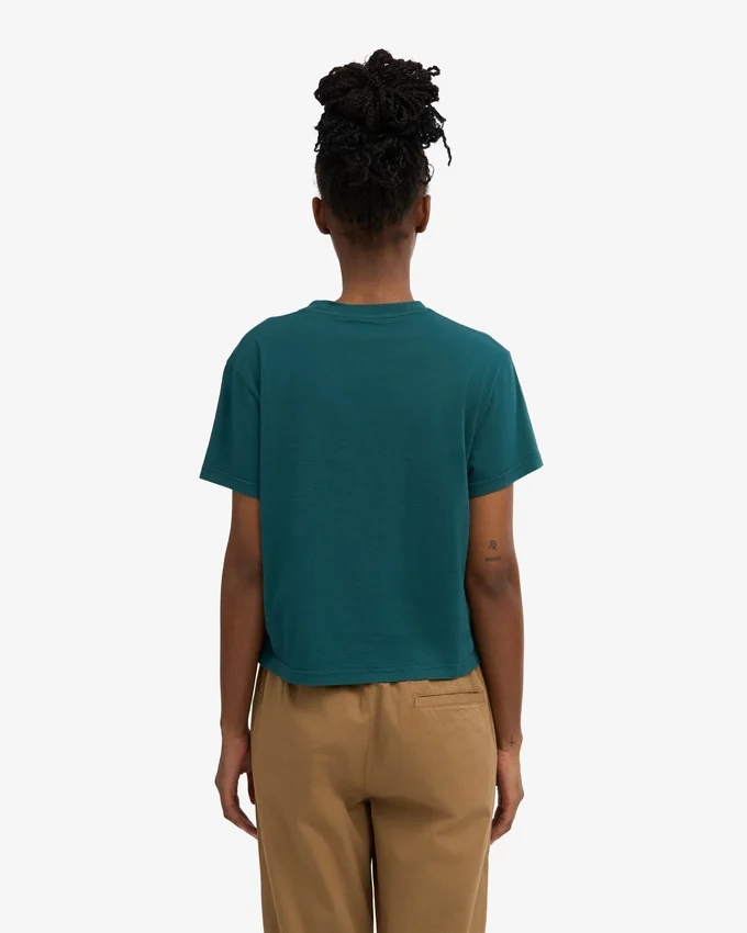 Camiseta corta holgada orgánica - Verde océano