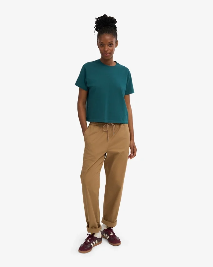 Camiseta corta holgada orgánica - Verde océano