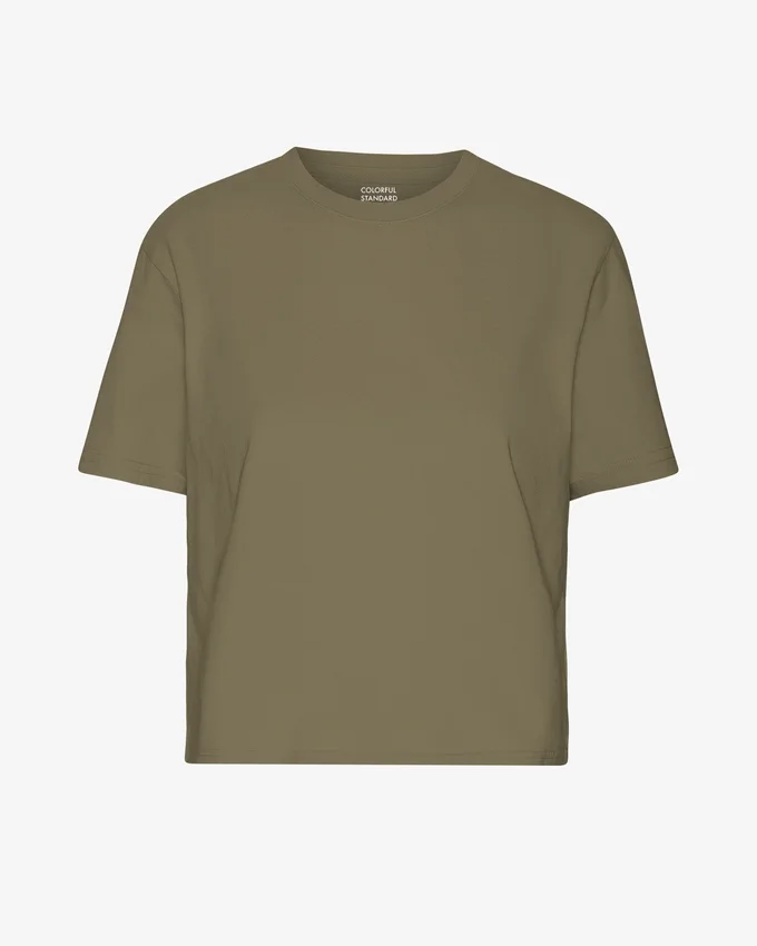 Camiseta corta holgada orgánica - Verde oliva apagado