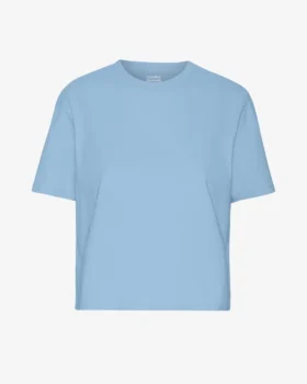 Camiseta corta orgánica de corte cuadrado - Azul mar