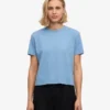 Camiseta corta orgánica de corte cuadrado - Azul mar