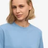 Camiseta corta orgánica de corte cuadrado - Azul mar