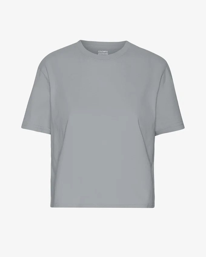 Camiseta corta y holgada orgánica - Azul acero