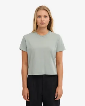 Camiseta corta y holgada orgánica – Azul acero