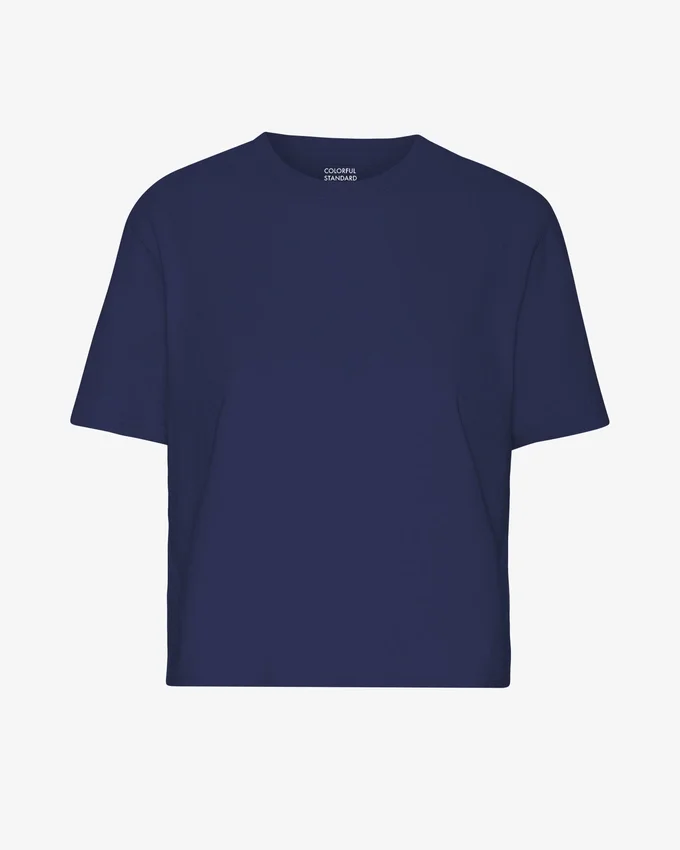 Camiseta corta y holgada orgánica - Azul marino