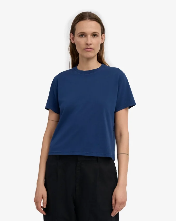 Camiseta corta y holgada orgánica - Azul marino
