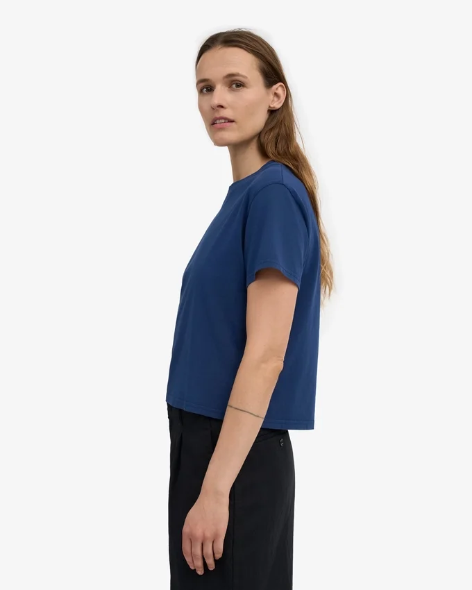 Camiseta corta y holgada orgánica - Azul marino
