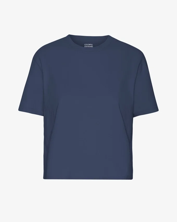 Camiseta corta y holgada orgánica - Azul petróleo