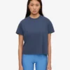 Camiseta corta y holgada orgánica - Azul petróleo
