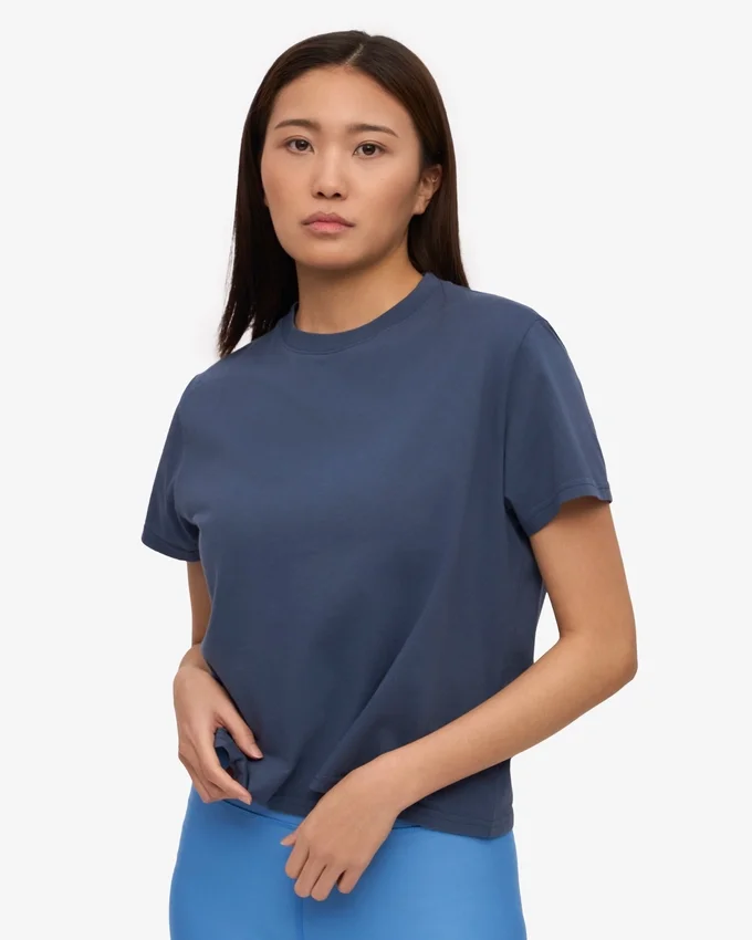Camiseta corta y holgada orgánica - Azul petróleo