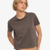 Camiseta corta y holgada orgánica - Barro descolorido