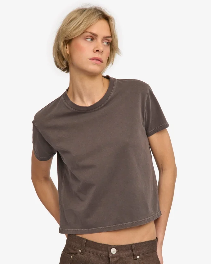 Camiseta corta y holgada orgánica - Barro descolorido