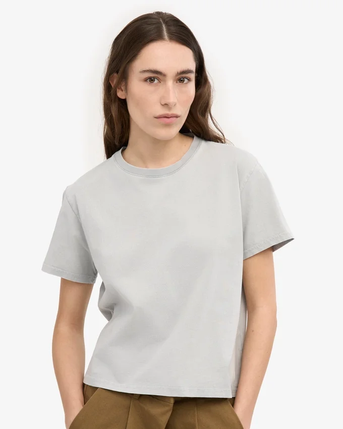 Camiseta corta y holgada orgánica - Gris deslavado