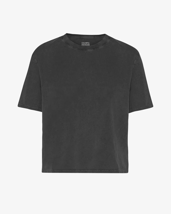 Camiseta corta y holgada orgánica - Negro deslavado