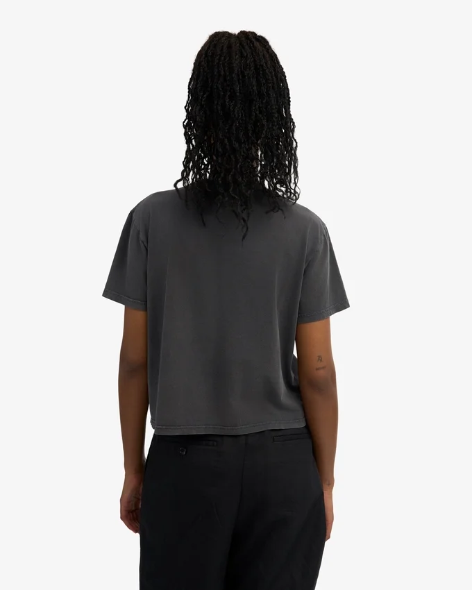 Camiseta corta y holgada orgánica - Negro deslavado