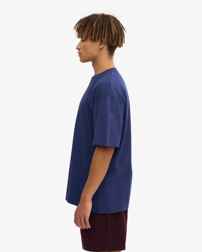 Camiseta de algodón orgánico de corte holgado - Azul marino