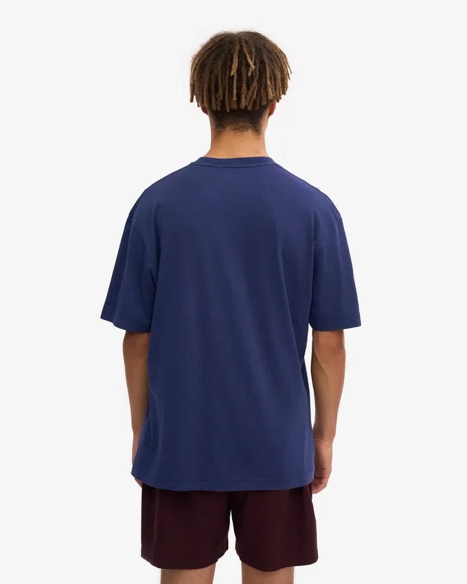 Camiseta de algodón orgánico de corte holgado - Azul marino