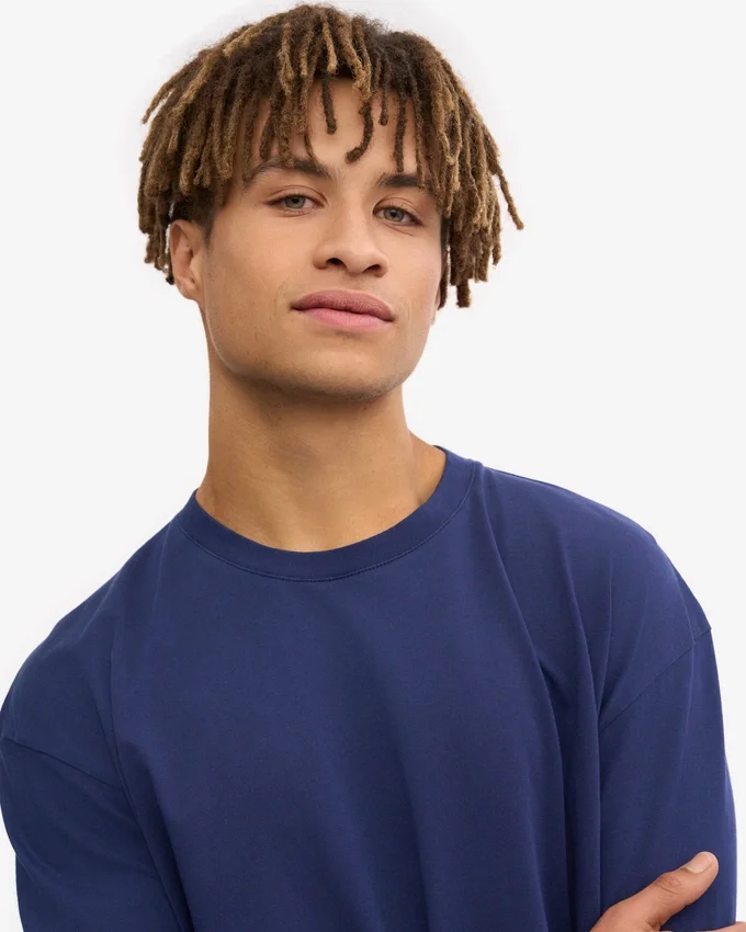 Camiseta de algodón orgánico de corte holgado - Azul marino