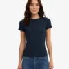 Camiseta de canalé orgánica - Azul marino