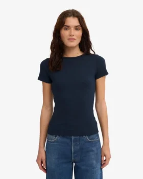 Camiseta de canalé orgánica – Azul marino