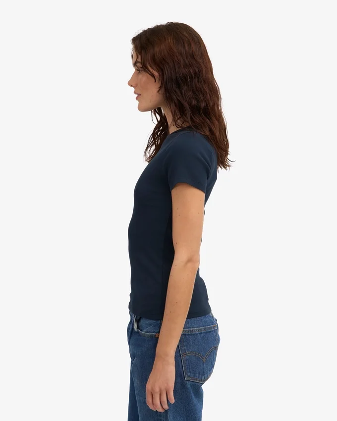 Camiseta de canalé orgánica - Azul marino