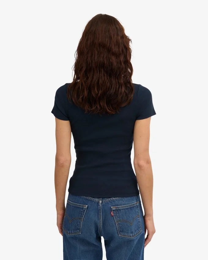 Camiseta de canalé orgánica - Azul marino