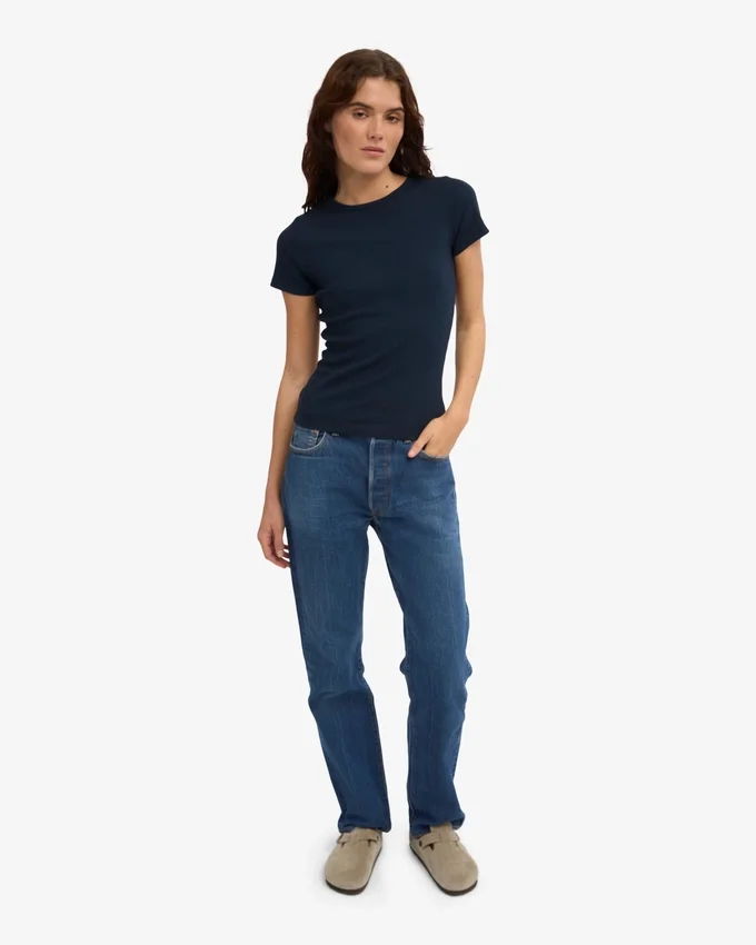 Camiseta de canalé orgánica - Azul marino
