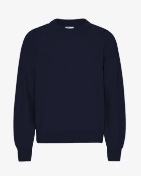 Camiseta de cuello redondo oversize de lana merino - Azul marino