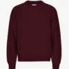 Camiseta de cuello redondo oversize de lana merino - Rojo sangre de buey