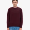 Camiseta de cuello redondo oversize de lana merino - Rojo sangre de buey