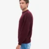 Camiseta de cuello redondo oversize de lana merino - Rojo sangre de buey