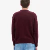 Camiseta de cuello redondo oversize de lana merino - Rojo sangre de buey