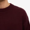 Camiseta de cuello redondo oversize de lana merino - Rojo sangre de buey