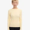 Camiseta de manga larga con cuello acanalado orgánica para mujer - Amarillo suave