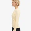 Camiseta de manga larga con cuello acanalado orgánica para mujer - Amarillo suave