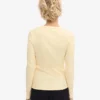 Camiseta de manga larga con cuello acanalado orgánica para mujer - Amarillo suave