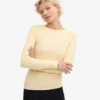 Camiseta de manga larga con cuello acanalado orgánica para mujer - Amarillo suave