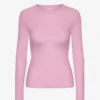 Camiseta de manga larga con cuello acanalado orgánica para mujer - Flor de cerezo