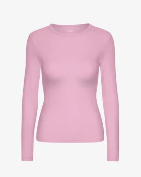 Camiseta de manga larga con cuello acanalado orgánica para mujer - Flor de cerezo