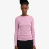 Camiseta de manga larga con cuello acanalado orgánica para mujer - Flor de cerezo