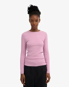 Camiseta de manga larga con cuello acanalado orgánica para mujer – Flor de cerezo